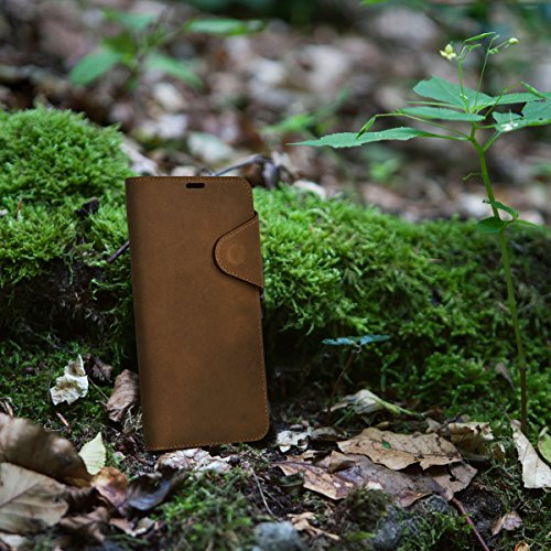 kalibri Funda para Samsung Galaxy S8 Plus - Carcasa con  Tapa magn  tica  de  Cuero  - Case de Piel Real en  marr  n 