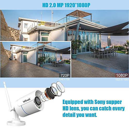 ieGeek Telecamera IP Camera Esterno 1080 Telecamera Videosorveglianza WIFI con Rilevamento del Movimento, Visione Notturna fino a 15m, Supporto TF Card da 64 GB, Protezione dallâ€™acqua Certificata IP66, Vista a Distanza via Smart Phone /Tablet /PC Windows
