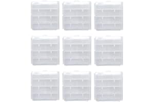 HOMEFUNTIME Battery Case AA/AAA Battery Holder Container Compact Portable Organizer Storage Case Insulative Plastic Clear Protective Battery Case for Travelling/Home/Office/School/Garage(9 PCS)