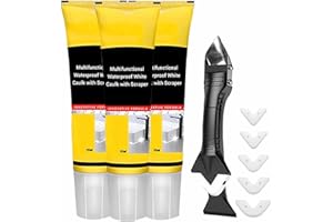 AOSRIOYLT Multifunctional Waterproof White Caulk with Scraper, Stronger Adhesion Caulking Sealant for Kitchen Bathroom, Sink Caulking Sealant Kit for Window Toilet, Quick-Drying, Shrink, Crack Proof(3pcs)