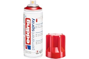 edding 5200 spray permanent - rouge trafic brillante - 200 ml - peinture acrylique pour peindre ou décorer verre, métal, bois, céramique, plastique, toile - peinture acrylique en aérosol
