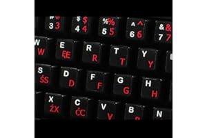 Qwerty Keys Polnische Programmierer transparente Tastaturaufkleber mit Roten Buchstaben - Geeignet für Jede Tastatur