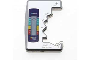 AMTAST Battery Tester Checker 7 Seven Type of Battery C, AA, AAA, D, N, 9V (6F22), 1.55V Button Cell Batteries Tester