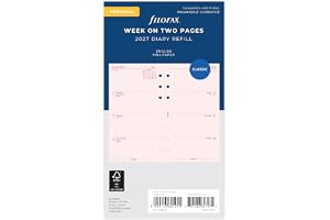 Filofax personlig vecka på två sidor rosa engelsk 2027 dagbok 27-68478