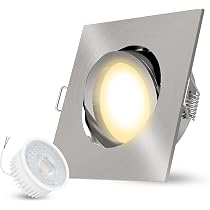 Linovum LED Deckenspot Extra Flach (nur 36mm) - Schwenkbar, Eckig, Weiß, 4W Warmweiß (2700K), 230V Direktanschluss