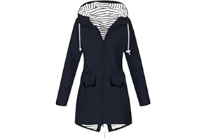 uxxnjfg Chubasquero Mujer Impermeable Gabardina Chaqueta Mujer de Lluvia con Capucha Portable Ligera Moda Cazadora Deportivos Exteriores Abrigo