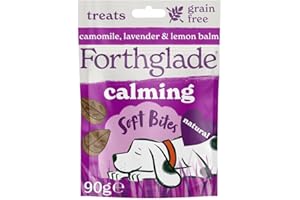 Forthglade Natural Dog Treats (4 x 90g Bags) - Hypoallergenic & Grain Free Calming Dog Treats with Camomile, Lavender & Lemon Balm, Soft Bites, Resealable Bags