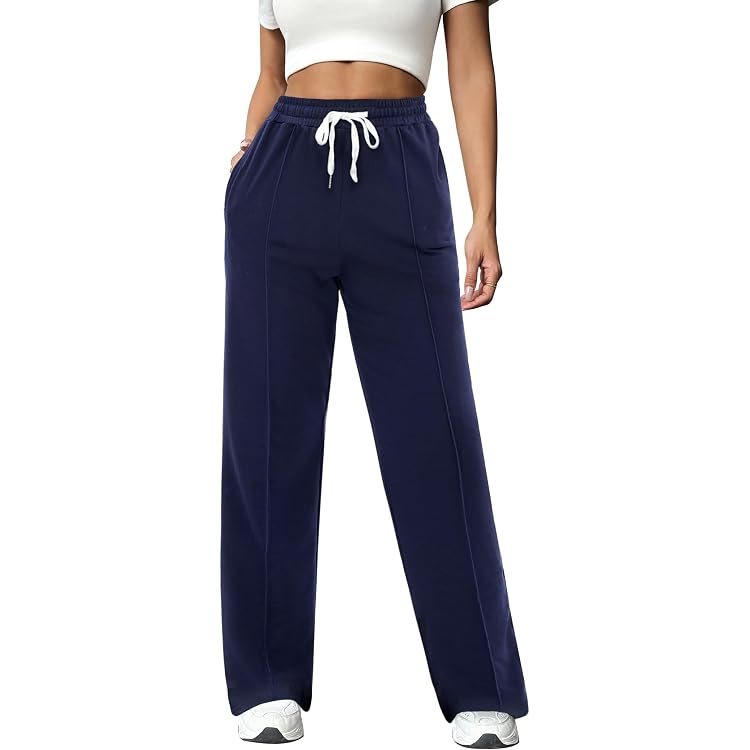 Pantalon Jogging Femme Taille Haute - Coupe Large Avec Poches - Confortable Pour Sport Et Détente