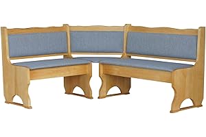 ‎K KOMA k koma Polster Eckbank Kiefer Holz, Alder Farbe mit Polsterung Grau MASSIVHOLZ NEU Grau Hell (140 x 200)
