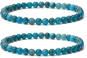 Landorilo 4mm Stretch Armband aus echten Naturstein Perlen, Heilstein Armband, Yoga Armband für Damen, Herren, Glücksarmband, Freundschafts Armband |Ersatzperlen Inklusive|