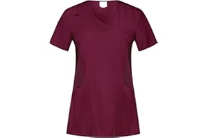 B-well Justina Damen Kasack für Pflege und Altenpflege - Berufskleidung Kurzarm V-Ausschnitt Anti-Falten Mit Elasthan