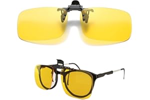 WQNNQW Clip Solaire Pour Lunettes De Vue,Lunette Jaune Conduite De Nuit,Lunettes Conduite De Nuit,Lunette Vision Nocturne,Lunettes De Conduite Nocturne Polarisées,Réduisez L'Éblouissement Et Le Stress Visuel