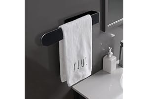 JXINLODGEG Towel Holder Rail Hand Towel Ring, Stainless Steel Wall-mounted Towel Rack for Bathroom and Kitchen, 31.5cm Black Bathroom Towel Rail