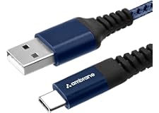 Ambrane Unbreakable 3A Fast Charging Braided Type C Cable  1.5 Meter (RCT15, Blue) Supports QC 2.0/3.0 Charging