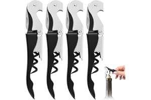 UNINGYI 4 Stück Kellnermesser, 3-in-1 Flaschenöffner, Korkenzieher Edelstahl, Weinöffner für Sommeliers, Kellner und Barkeeper, Bieröffner und Folienschneider Set