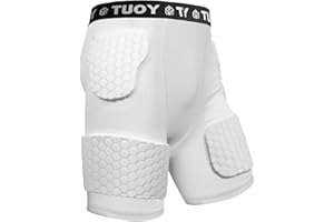 TUOY Padded Compression Shorts Padded Football Girdle Hip and Thigh Protector for Football Paintball Basketball Ice Skating Rugby Soccer Hockey and All Other Contact Sports