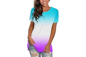 HZMM Dark Shirt Womens Loose Fit Tshirts Short Sleeve Summer Tops Casual Workout Yoga Tunic Tie Dye T Shirts Tops Lightweight Mock Tee Shirt