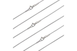 arricraft 10 collares de cadena de acero inoxidable, cadenas de serpiente de 45,7 cm con cierres de pinza de langosta Extensor de cadena plana de plata para joyería de mujer 1.5mm de ancho
