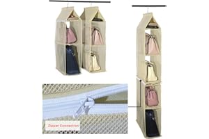 DEARJANA Staccabile 6 Scomparto Organizer Borsa Organizer per Armadio Trasparente Borsa Bag Collection Sistema armadi, Supporto di immagazzinaggio organizzatori per Soggiorno Camera da latto la casa Beige