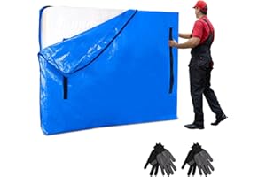 TECKZOON Funda Protectora para Colchón 208x200x38 cm,Bolsas de Colchón para Mover y Almacenar con 12 Asas,Reutilizables Extragruesas Funda de Colchón con Cremallera,Funda de Transporte Impermeable Resistente