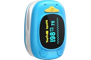 HealthTree Monitor portatile della saturazione dell'ossigeno nel sangue da dito, pulsossimetro pediatrico con schermo OLED, batterie 2AAA incluse, adatto per neonati e bambini