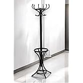 Metal Ayaklı Askılık Portmanto, Şemsiyelik B&ouml;lmeli, 12 Askı Yeri, Modern Tasarım, 170 cm, Siyah &ndash; Pratik Montaj, Dayanıklı Me