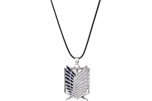 Yifnny Attaque Sur Titan Collier, Attaque Sur Titan Survey Corps Badge Collier Bleu Blanc Ailes De Liberté Pendentif Cosplay Collier Anime Bijoux pour Hommes/Garçons/Anime Fan (Argent)
