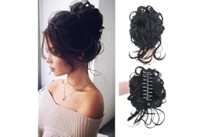 SDZNYQT Claw Messy Bun Hairpieces Clip Wavy Curly Hair Chignon Clip in Hairpieces Tousled Updo Doughnut Hair Bun Synthetic Hair Ponytail for Women Girls