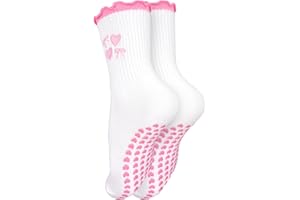 Zidoley Reformer Chaussettes de Pilates pour femme - Antidérapantes - Chaussettes de yoga à volants - Chaussettes de sport pour femme - Convient pour le sport, la danse, le Pilates, le ballet, le