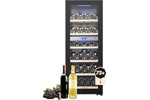 Kalamera Cantina da vino Nuova versione, 73 bottiglie, cantina multi-temperatura, due zone di temperatura 5-10 °C / 10-18 °C, 200 litri, nero, KRC-200BFG
