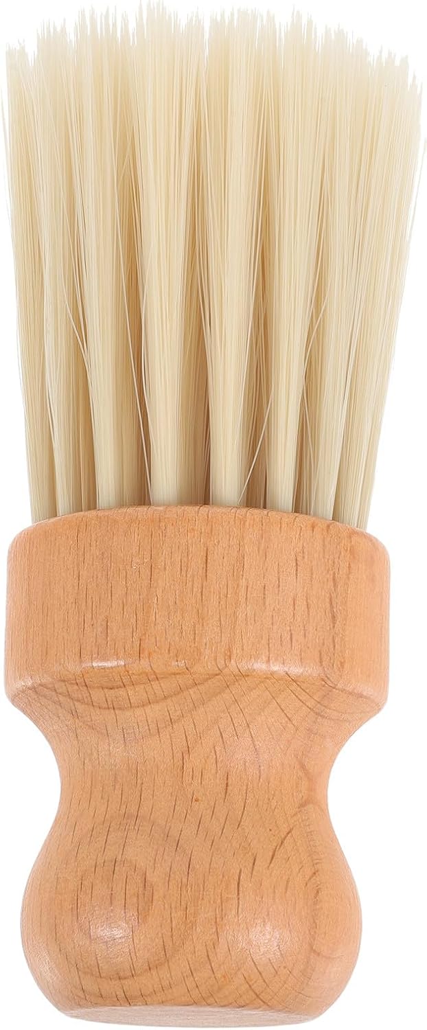 MAGICLULU Soft Bristle Cleaning Brush with Wooden Handle, round Dusting Hand Broom for Hair Salon, Car Interior, Keyboard and Bench Cleaning, Comfortable Dust Removal Tool for Indoor Use