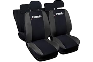 Lupex Shop Coprisedili Auto Compatibili Panda Seconda Serie (mod.169) Versione Intera Nero Grigio Scuro Set Copri-Sedile Anteriori e Posteriori Logo Ricamato Airbag Compatibile Accessori