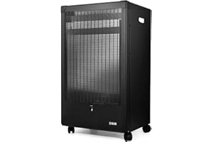 HJM GA4200 Estufa de Gas Llama Azul | 4200 W | Triple sistema de seguridad | 3 Potencias | Encendido piezoeléctrico | Con Ruedas | Acero