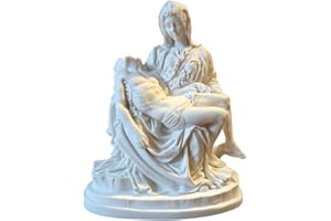 OVUNQUE PROTEGGIMI Statua della Pietà in polvere di marmo h 15 cm, bianca o colorata. 5.90'' Pieta statue by Michelangelo. Jesus Christ Virgin Mary. (bianca)
