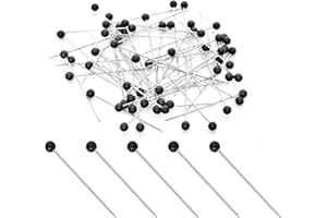 Ryaupy 100 Pièces Épingles Couture Epingles Couturiere avec Tête en Verre Epingle a Tete Ronde Couture pour La Décoration De Bijoux De Couturière l'Artisanat d'art (Noirs)