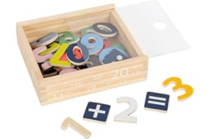 small foot Magnet Holzkiste "Educate" aus Holz, 40 Teile zum Rechnen und Zahlen lernen, für Kinder ab 3 Jahren, 10731, Grün, Gelb, Blau, Rosa, Rot