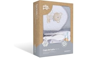 Interbaby Cape du Bain 400 GSM Coton Terry + Brosse/Peigne Modèle Love You Gris 100 x 100 cm