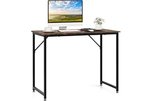 LIFEZEAL Biurko komputerowe, stół biurowy z solidną metalową ramą, biurko komputerowe, biurko komputerowe, stanowisko robocze na komputer, 100 x 50 x 77 cm (brązowe)