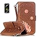 Produktbild ISENPENK LG G5/H850(2016) Flip Case mit Panzerglas/Schutzfolie,Original Flip Bookstyle Cover Wasserdicht Shockproof Anti Slip Protection Leather Case,Campanula Print Muster und Blumen Ornament Pattern Wallet Case mit Intern Karte Schlitz,Anti-Sturz Stoßfest Stoßdämpfend Triangle Hemming Wallet Tasche,Magnetic Closure Schutzhülle mit Standfunktion und Handy Gürtel für LG G5/H850(2016) 5.3Zoll-[braun]+Panzerglas Folie/Schutzfolie/Displayschutzfolie