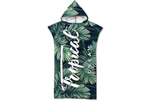 Odot Poncho Toalla con Capucha Adulto Natación Playa Surf Albornoz para Cambiarse de Ropa Toalla de Microfibra Albornoces Nadar Playa Baño Verano (75x110cm,Tropical)