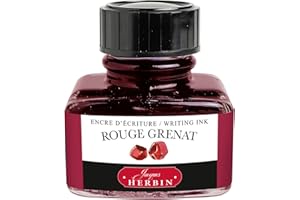 Jacques Herbin 13029T - One 30 ml bottle of ink for fountain pens and rollerballs, Rouge Grenat/ Garnet red colour - Made in France - Calligraphy - Writing