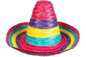 Boland 95475 - Ombrero Puebla per bambini, diametro 40 cm, cappello di paglia colorato, cappello, copricapo, feste per bambini, costume, carnevale, festa a tema