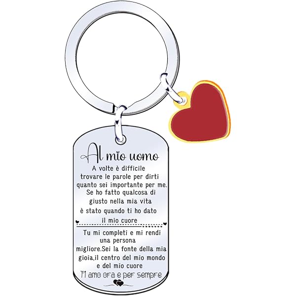 FABACH Portachiavi a forma di cuore con incisione – cuore portafortuna portachiavi fidanzata – regalo amore portafortuna amicizia – regalo migliore amico – bello che ti dà, argento, 1
