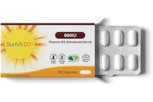SunVit-D3 Vitamin D 800IU Capsules - Vitamin D3 Cholecalciferol Capsules Support the Maintenance of Bone, Teeth, Muscle & Immune System | Made in UK & GMP Approved - D3 Vitamins 28 Convenient Capsules
