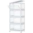 SNSLXH Clear Storage Bins with Lids & Wheels, Stackable Plastic Craft Containers, Large Closet Organizers Box for Bedrooms Living Rooms 24 QT, 4-Tiers