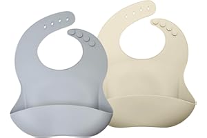 Sella Products Silicone Baby Bib | 2 Pack | Integrated Food Catcher | Easy Clean | Flexible Bibs for Infants and Toddlers (2 Pack)