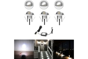 CHNXU Led Deck Lights Eyelid Step Lights Recessed Outdoor Waterproof IP65 Low Voltage 12v 35mm Cool White Kit Pack of 6