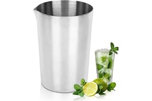 BEUFEE Shaker da Cocktail in Acciaio Inox, Brocca per Cocktail in Metallo Miscelatore per Bicchieri per Cocktail Bar Brocca per Mescolare Bevande(D'argento)