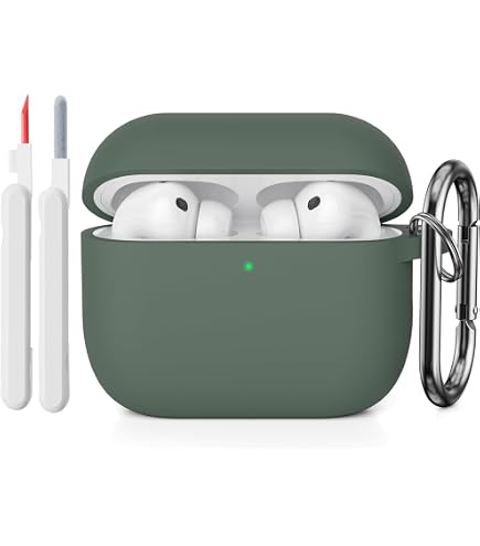 2 Coques Silicone AirPods Pro Avec Mousqueton - Protection Anti-choc, Couleur Matcha Green/Light Blue