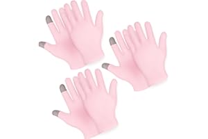 Sibba 3 Pairs Moisturizing Gloves Overnight, Touch Screen Gloves White Cotton Gloves for Dry Hands Eczema, Hand Spa Treatment Gloves for Repair Rough Cracked Dry Chapped Hands Skin, Inspection Gloves